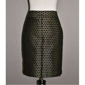 ANN TAYLOR Metallic Gold Above Knee Pencil Skirt